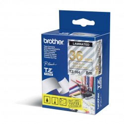 Brother TZ-164 original tape to a label printer, gold print / translucent substrate, laminated, 8m, 36 mm