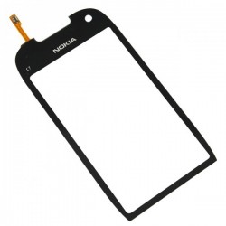 Nokia C7 C7-00 C700 - Čierna dotyková vrstva, dotykové sklo, dotyková doska + flex