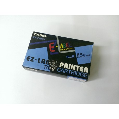 CASIO XR-24BU1 Black On Blue Tape (print black / blue background) EZ Label Printer, 24mm - original tape to a label printer