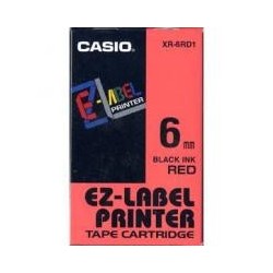 CASIO KR-6RD1. Red background / black writing, 6mm - the original tape to label printers