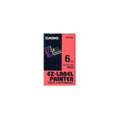 Casio KR-6RD1 originální páska do tiskárny štítků, červený podklad / černé písmo, 6mm