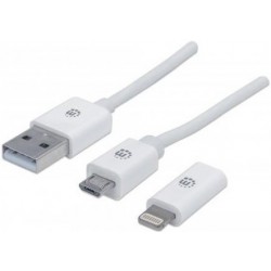 Manhattan iLynk USB na micro USB s Lightning adaptérom - biely