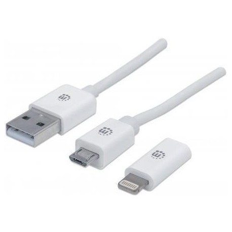 Manhattan iLynk USB do micro USB do adaptera Lightning - biały