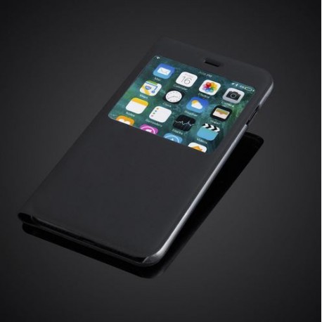 Apple iPhone 7 Plus (5.5") tenké flipové S-View puzdro z PU kože - čierne