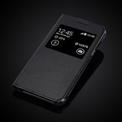 Samsung Galaxy J1 J120F J120 (2016) 4.5" Slim Flip S-View PU Leather Case - Black