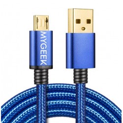 MyGeek datový a napájecí kabel micro USB, 1m - modrý nylon