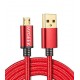 MyGeek datový a napájecí kabel micro USB, 1m - červený nylon