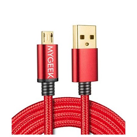 MyGeek dátový a napájací kábel micro USB, 1m - červený nylon