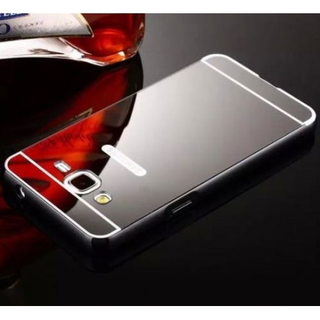 Samsung Galaxy J2 2015 - aluminum, metal, mirror rear phone cover - black