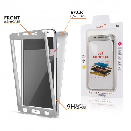 Samsung Galaxy A5 2016 A510 - front and rear protective cover with protective foil - silver