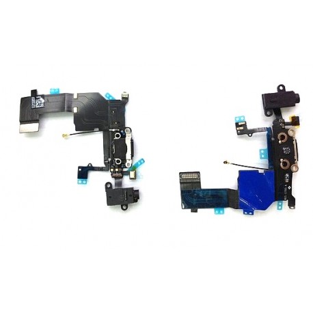 Nabíjací konektor, audio konektor, kábel s mikrofónom pre Apple iPhone 5C - čierna