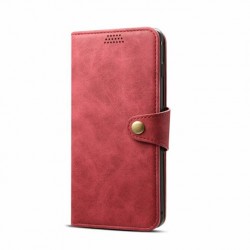 Lenuo kožené flipové puzdro pre Samsung Galaxy J6 Plus - červené